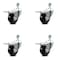 Service Caster 3.5 Inch Hard Rubber 3/8 Inch Threaded Stem Caster Set with Total Lock Brake SCC SCC-TSTTL20S3514-HRS-381615-4 - alternate 1